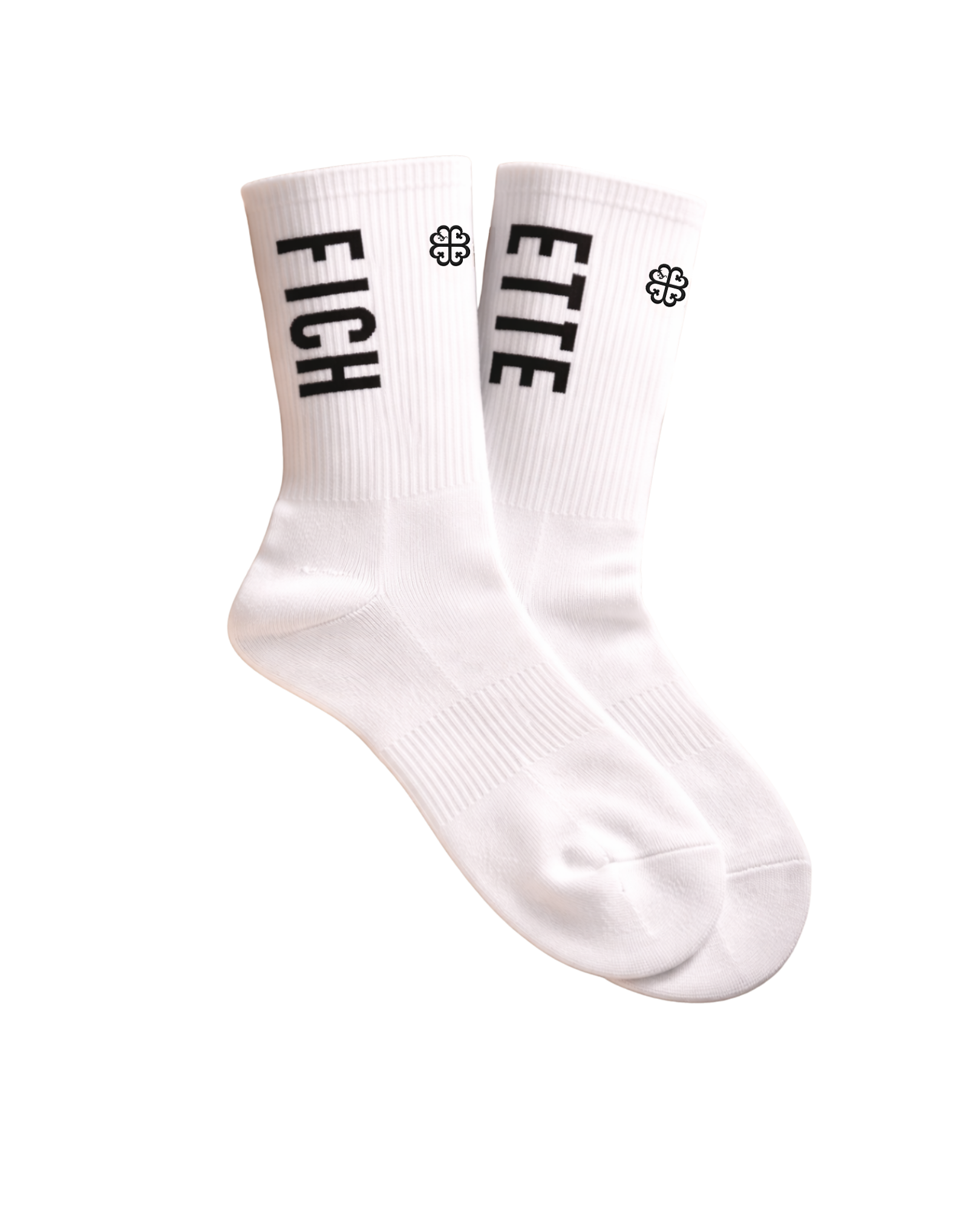 FICHÉTTE CREW KNIT LABEL SOCKS - BLANCO / NOIR