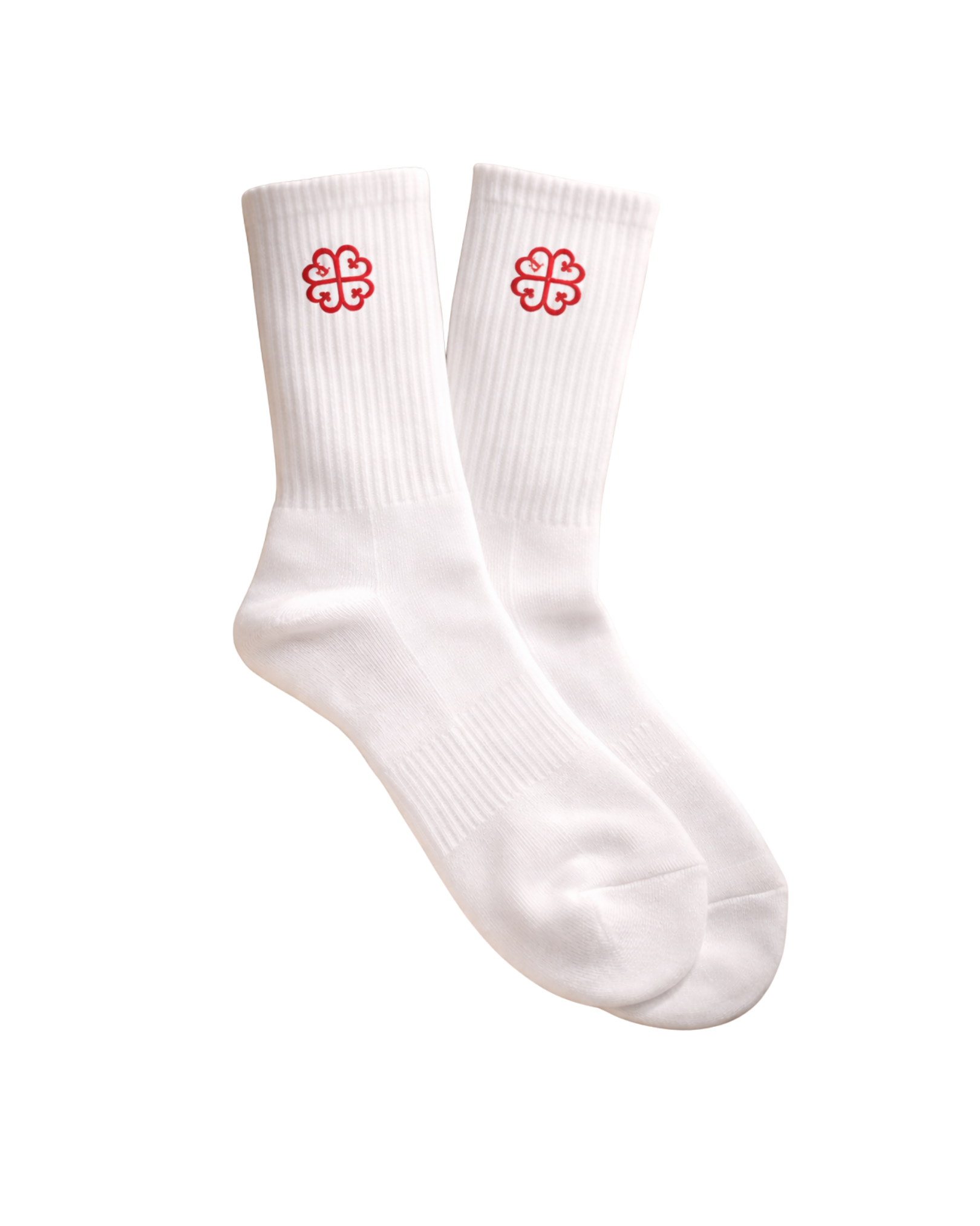 FICHEÉTTE CREW KNIT SOCKS - BLANCO / BRICK RED